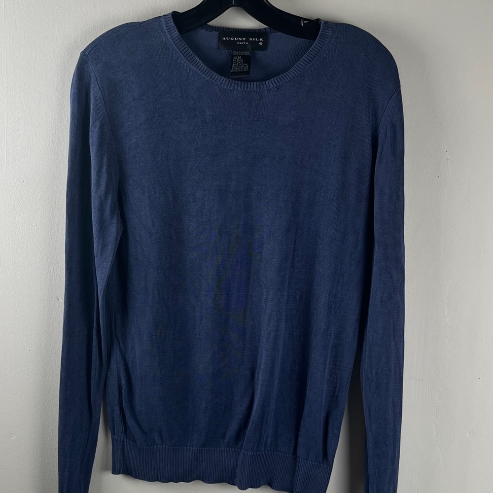 Blue August Silk Knit Sweater